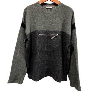 Fisherman Out Of Ireland Wool Sweater, Vtg, Green Gray, XL